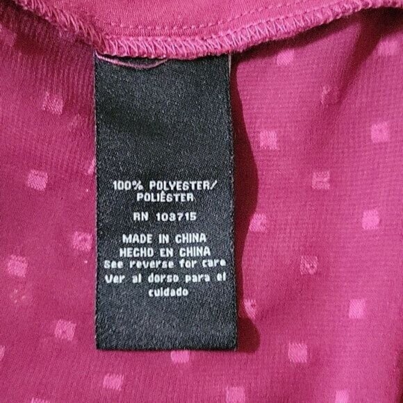 Zac & Rachel XL Magenta Sheer Polka Dot Ruffle Blouse With Tie Neck & Long Ballo - Picture 7 of 7